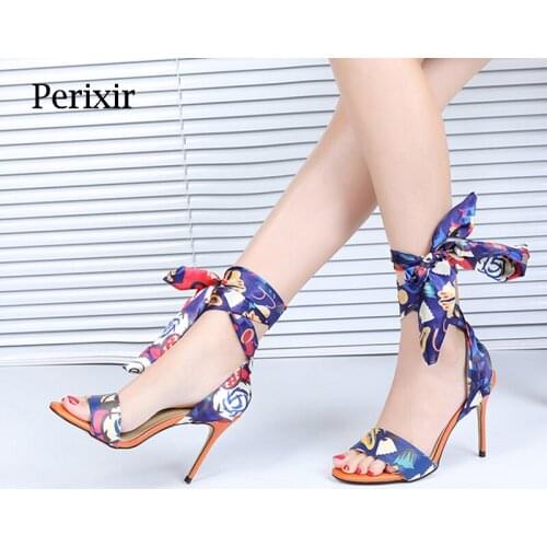 Perixire Design Women Sandals Silk Riband Mixed Colors Super Thin High Heel 10cm Footwear 2021 New Summer Lady Shoes CY028 35-43
