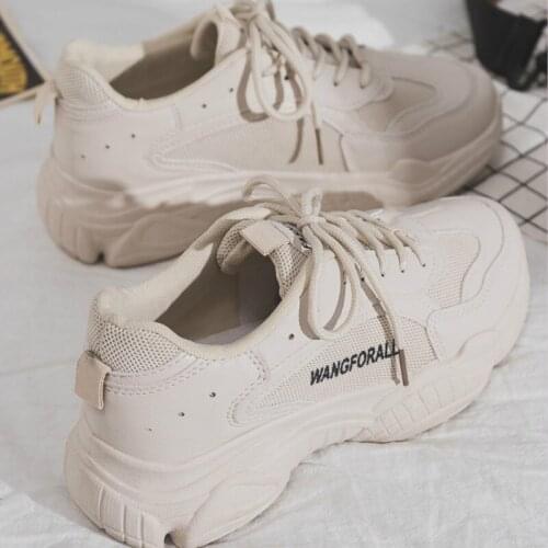 2019 Womens Chunky Sneakers Fashion Women Platform Shoes Lace Up Vulcanize Shoes Womens Female Trainers Shoes Feminino X10-03