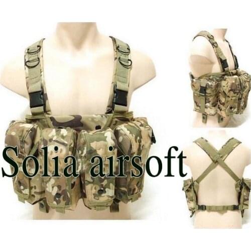 Tactical airsoft vest large capacity magazine AK Rig carrier combat vest CP Multicam