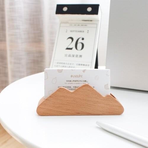 1Pc Wooden Business Card Holders Note Holder Display Device Card Stand Holder Office Supplies Stationery Accessories Organizer