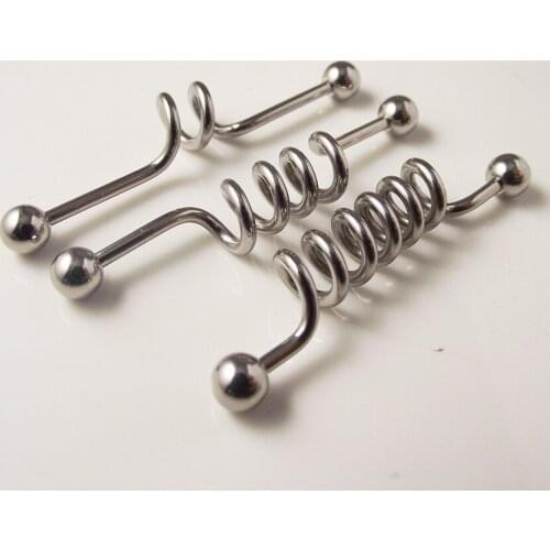 1 Piece 316L Surgical Stainless Steel 14G 2 4 6 Layer Spring Industrial Barbell Cartilage Ear Piercing Helix Jewelry