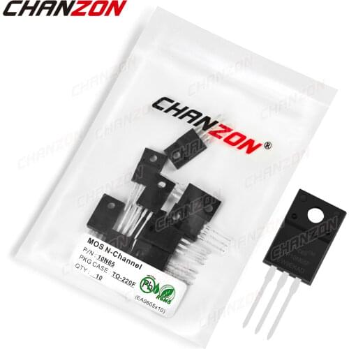10pcs 10N65 TO-220F N-Channel Mosfet Bipolar Junction Transistor BJT SIC Mos Fets Triode Tube 10A 650V Integrated Circuits