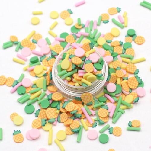 100g/Lot Sweet Simulation Pineapple Round Candy Mixed Slices Soft Pottery Sprinkles for Slime Making Decoration