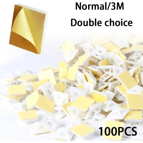 100PCS Cable Tie Bases Mount 22X22 Wire Removable Self Adhesive Wall Holder Car Fixing Seat Clamps Suction Positioning Sucker