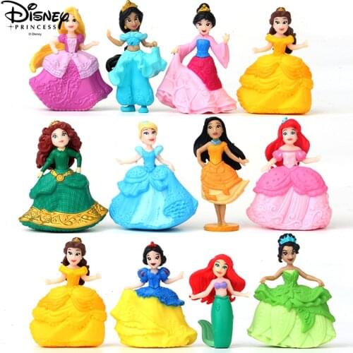 12pcs/set Disney Princess Royal Stories figures Merida Aladdin Eugene Fitzherbert Rapunzel action figure kids model gifts 6CM