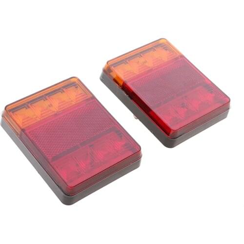 2pcs 12V 8 Led Tail Reverse Back Up Light Stop Indicator Trailer Truck