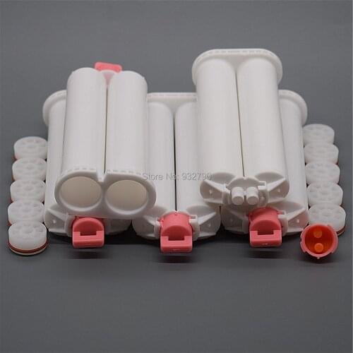 5pcs 1:1 50ml Applicator Gun Dispensing Gun Epoxy Cartridge 2 Part Epoxy Glue Adhesive Dispenser Cartridges Dual Cartridge