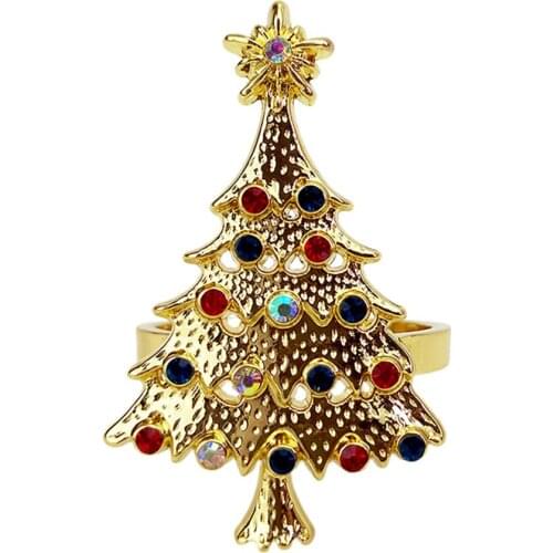8pcs Diamond Christmas Tree Napkin Rings Holders For Christmas Dinners Parties Table Decoration Facilities