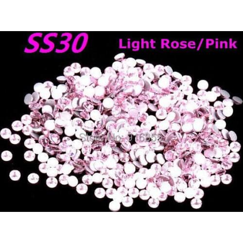 Free Shipping 288pcs/Lot SS30(6.3-6.5mm) Light Rose/Pink Flat Back Non Hotfix Rhinestones Nail Art Rhinestones Craft DIY