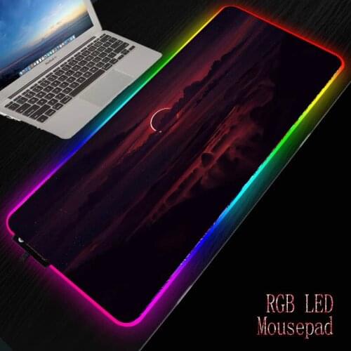 Waterfall Starry Sky RGB Gaming Large Mouse Pad Gamer XXL Led Computer Mousepad with Backlight Carpet for Keyboard Desk Mat Xxl