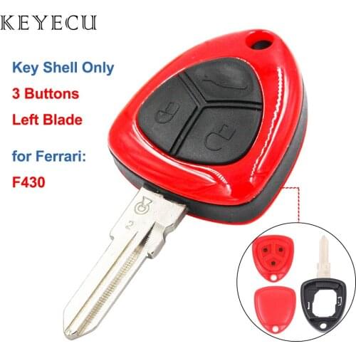 Keyecu Shell Only 3 Buttons Remote Key Case Cover with Left Blade for Ferrari F430 2005 2006 2007 2008 2009