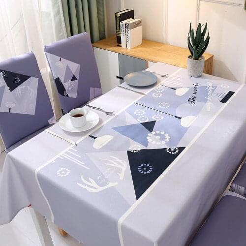 Decorative Tablecloth Waterproof Oilproof Dining Table Cover+Chair CoverRectangular Printed Table Cloth Spandex Tablecloth D30