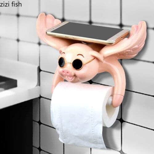 Roll Holders Flying Pig Resin Paper Towel Dispenser Toilet Bathroom Shelf Holder Wall-mounted European Style Bathroom Decoration