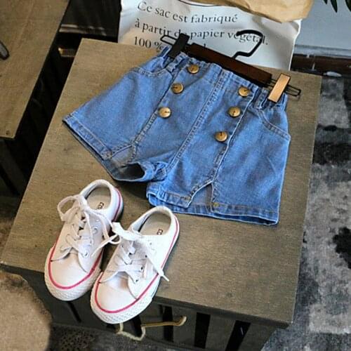 2020 kids clothes children New Summer Item Girl Fashion Jeans Shorts Buttons Design