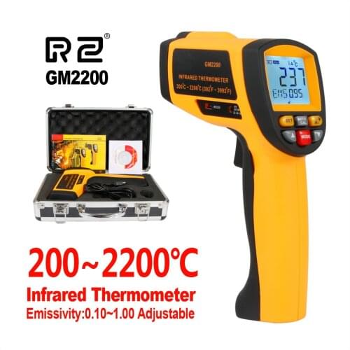 RZ Infrared Thermometer Non-Contact Digital IR Electronic Thermometer Temperature Sensor 200-2200C GM2200 Laser Thermometer