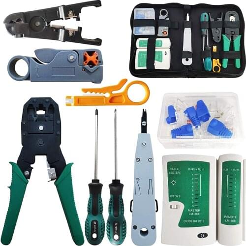 HTOC Network Repair Tool Kit, Ethernet LAN Network Cable Tester Computer Maintenance Coax Crimper Tool for RJ-45/11/12
