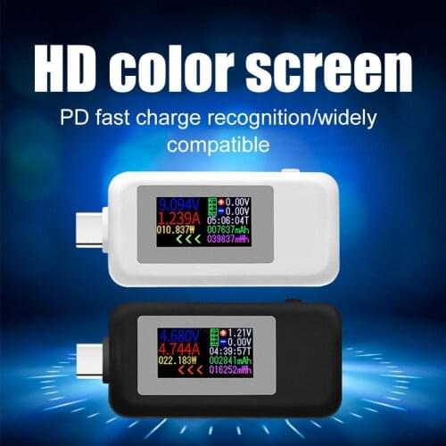 10 in 1 DC Type-C Color Display USB Tester 0-5A Current Charger Mobile Power Meter USB Ammeter Detector Battery Voltage 4-3 D3E6
