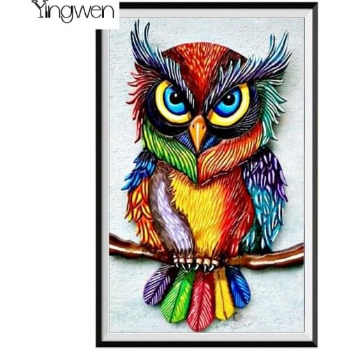 DIY Rhinestone Diamond Painting Color Owl Paint By Numbers Full Drill Cross Stitch Kits Needlework Diamond Mosaic Art Home Decor