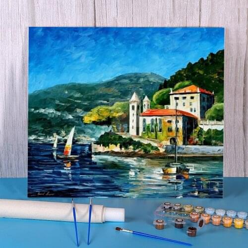 Italy, Lake Como Paint By Numbers Complete Kit Oil Paints 50*70 Oil Painting Home Decor Crafts Adults Wall Art Wholesale