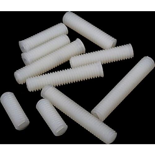 Nylon Slotted Grub Screws White Plastic Flat Point Bolts M3 M4 M5