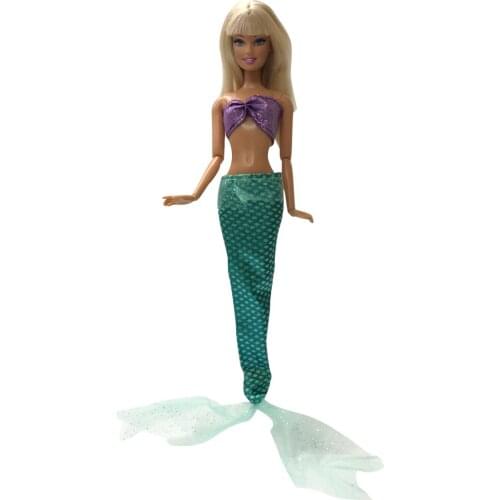 NK One Set Princess Doll Dress Similar Fairy Tale Mermaid Tail Wedding Dress Gown Party Outfit For Barbie Doll Best Girls' Gift