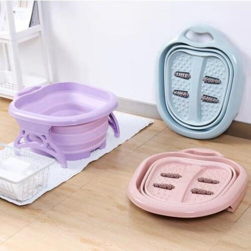New Massage Roller Folding Foot Bath Tub Portable Foot Bath Bucket Wash Foot Basin Home Travel Feet-Washing Basin foot spa bath
