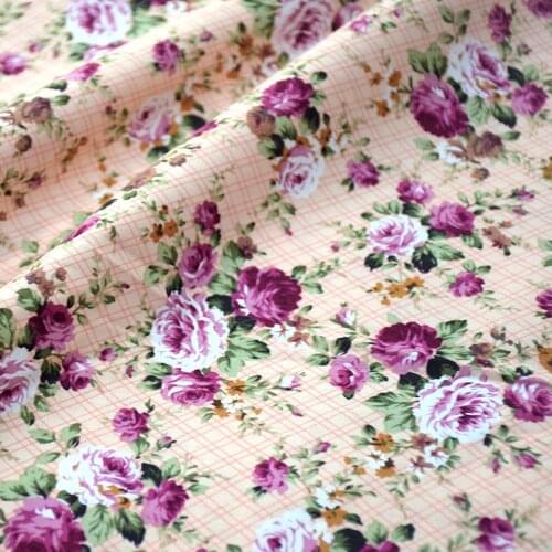 New arrive 100% Cotton Fabric pink Rose Flowers Printed Cotton Fabric For DIY Sewing 10
