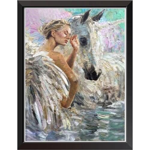 New arrival Diamond painting embroidery Abstract artistic beauty and horse 5d cross stitch kits beads embroidery mosaic A459