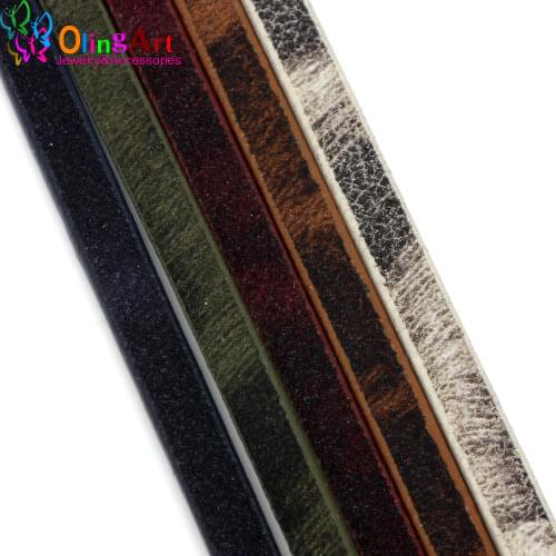 OlingArt The newest 5MM 800MM/lot PU Flat Leather Cords/wire DIY Bracelet necklace Jewelry making Accessories