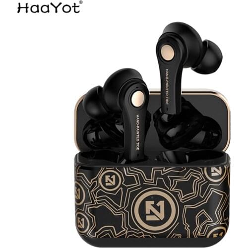 Orignal TWS Bluetooth 5.0 Earbuds Hand-painted Tide Wireless Ear Buds Touch Control Sport Earphone with mic For Mobile Phones
