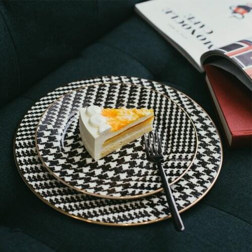 Etro Flat Plate New Plate Home Kitchen Tableware Steak Plate Disc Home Houndstooth Luxury Phnom Penh plate