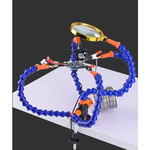Soldering Holder Flexible Arm 5 Helping Hand Magnifier Soldering Station Holder for Repair Tools PCB Board Fixed Clip