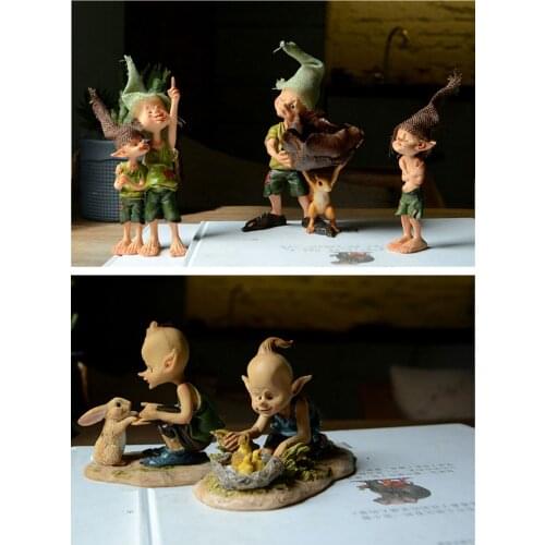 Resin Floral fairy Garden House elf-Hand Painted Miniature Figurine Bedroom, living room, windowsill, study Decoration Figurine