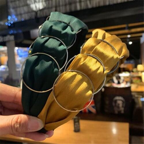 New Korean Headband Simple Side Silver Circle Design Hair Accessories Women Wild Non-Slip Hair Band Fashion Face Wash Hairpin