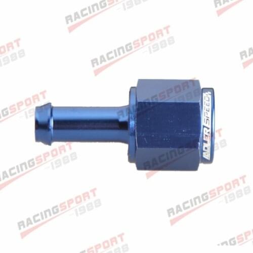 6AN Female To 5/16" (8mm) Straight Barb Hose Adapter Fitting Aluminum Blue