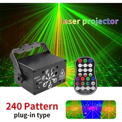 240 Patterns RGB Stage Light USB Voice Control Disco Light Party Show Laser Projector Effect Lamp for Home Party KTV Lamp 2021