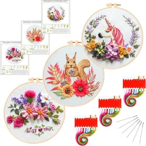 Embroidery Starter Set, Midsummer Design Embroidery Patterns, Embroidery Hoop and Embroidery Materials, Easy Hand Embroidery Kit