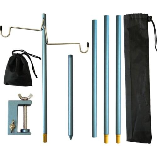 Ultra Light Camping Lantern Lamp Bracket Detachable Aluminum Alloy Tent Table Hanging Light Holder Fixing Stand Set