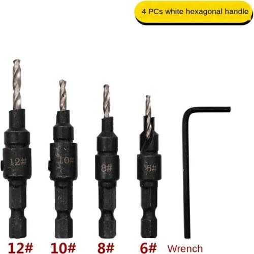4/5PCS Cone-hole Inverted Angle Drill 1/4" Hexagonal Shank Hole Drill Sinking Countersink Drill Bit Woodworking Hole Opener