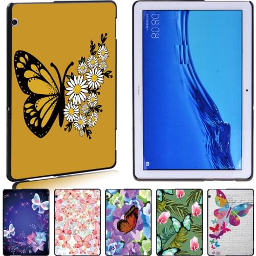 Tablet Case for Huawei MediaPad T3 8/MediaPad T3 10 9.6 Inch/MediaPad T5 10 10.1 Inch Anti-fall Slim Butterfly Hard Shell + Pen