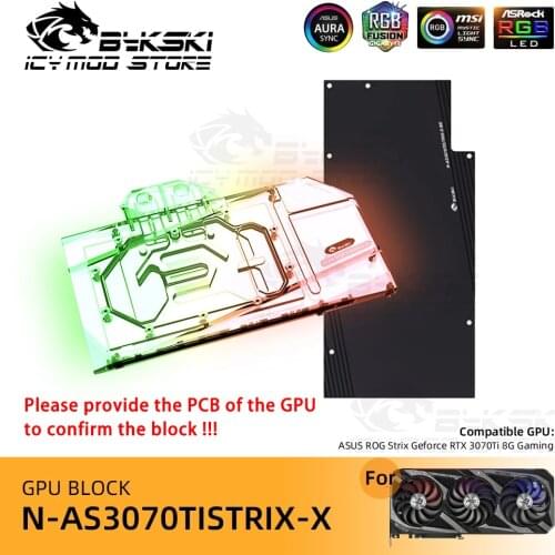 Bykski Video Card Water Block for ASUS Strix Geforce RTX 3070Ti Gaming VGA Block A-RGB Water Cooler Heatsink N-AS3070TISTRIX-X