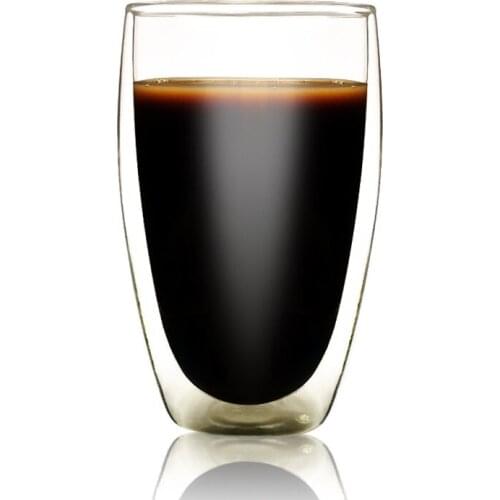 High borosilicate double layer glass hand-blown egg-shaped glass 450ml high temperature water glass