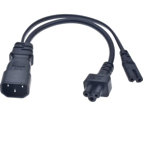 Wholesale 1pcs Single C14 to Dual C13 5-13R Short Power Y Type Splitter Adapter Cable Cord 30cm