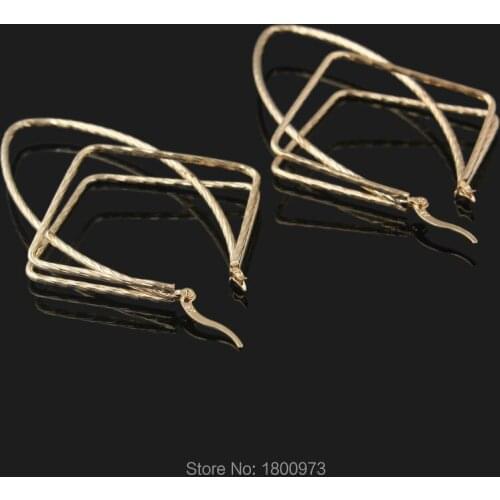 Rose Gold Color Big Three Circle Curve Hoop Earrings For Women Fashion Jewelry Wholseale