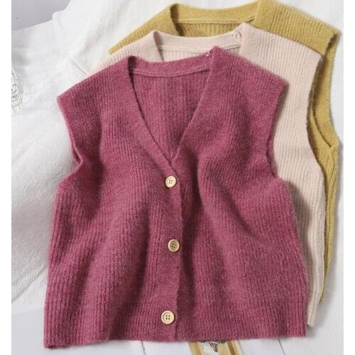 OUMEA Women Sweater Vest Soild Color Autumn Buttons Front Vest Sleeveless Cardigan Preppy Style Casual Going Out Sweater Vest