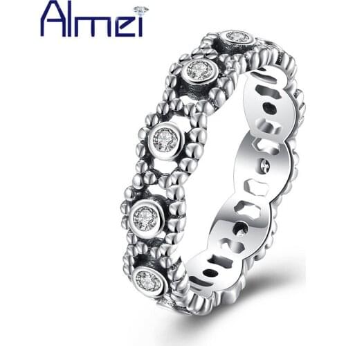 Almei 40%Off Wedding Womens Jewelry 925 Sterling Silver Sterling Rings For Women Ring Zirconi Bijuterias Gift With Box SVR176