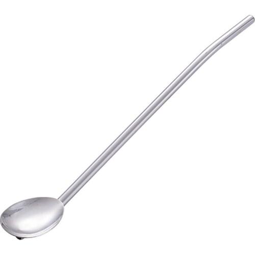 1pc Coffee Spoon Straw Multipurpose Stainless Steel Reusable Spoon Drink Straw Drinking Spoon Coffee Tools Accessories