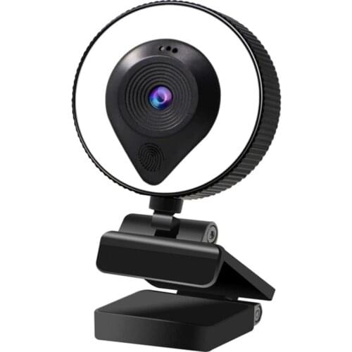 1080P HD Webcam Adjustable USB Streaming Webcam with Ring Light Microphone Used for Gaming Webcam Meeting