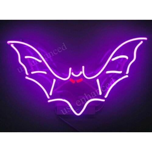 14“ Purple Bat Acrylic Custom Neon Light Lamp Sign Beer Bar Handmade Real Glass Decorate Home Wall Room Windows Tube Artwork