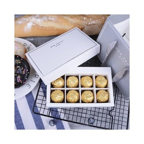 16*8.2*4 White Chocolate paper Box,Yolk Crisp Chocolate Box Nougat Cookie Candy Nuts Box DIY Wedding Gift Packing Box 100pcs/lot